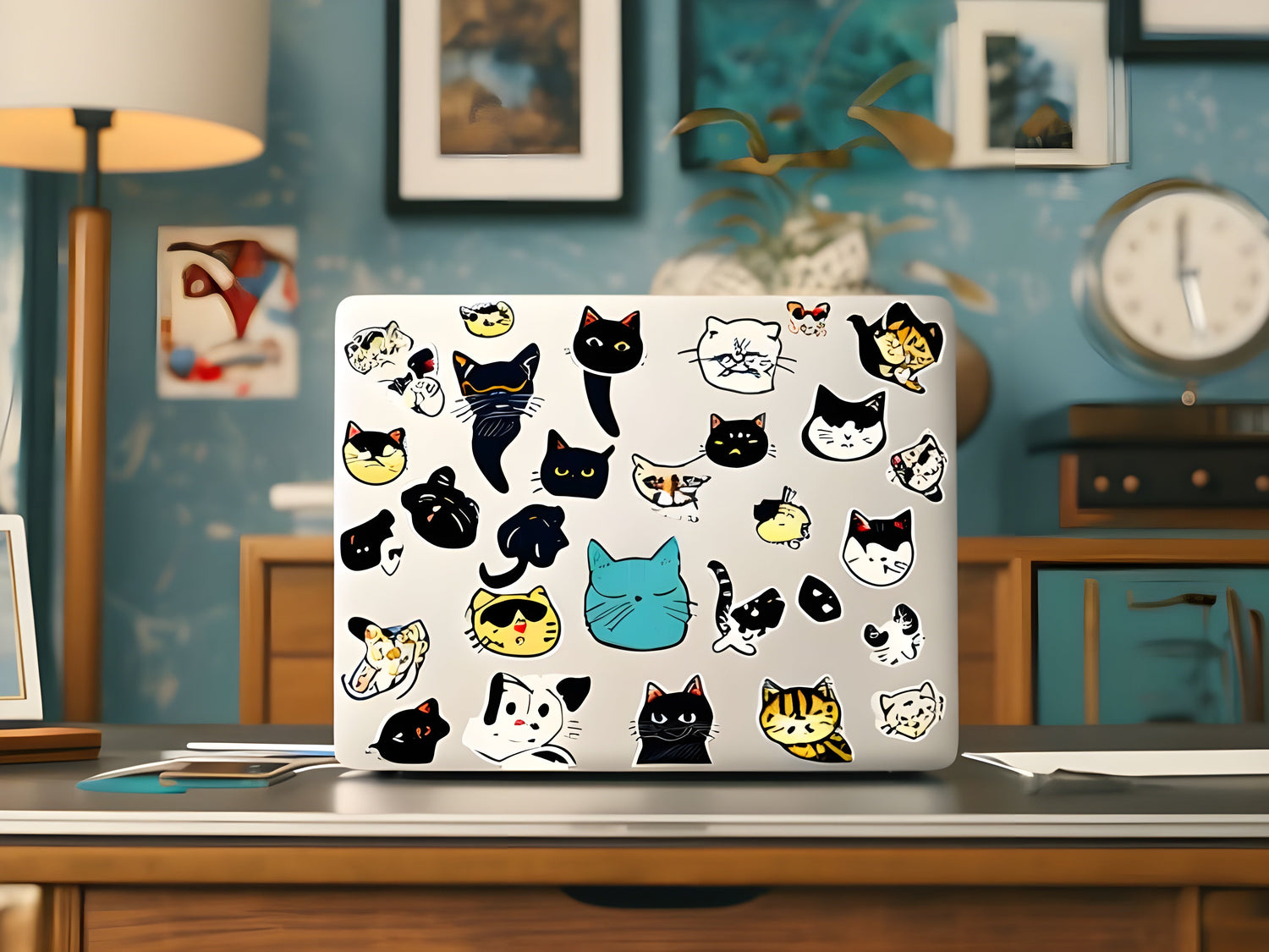 Stickers on the back of a laptop