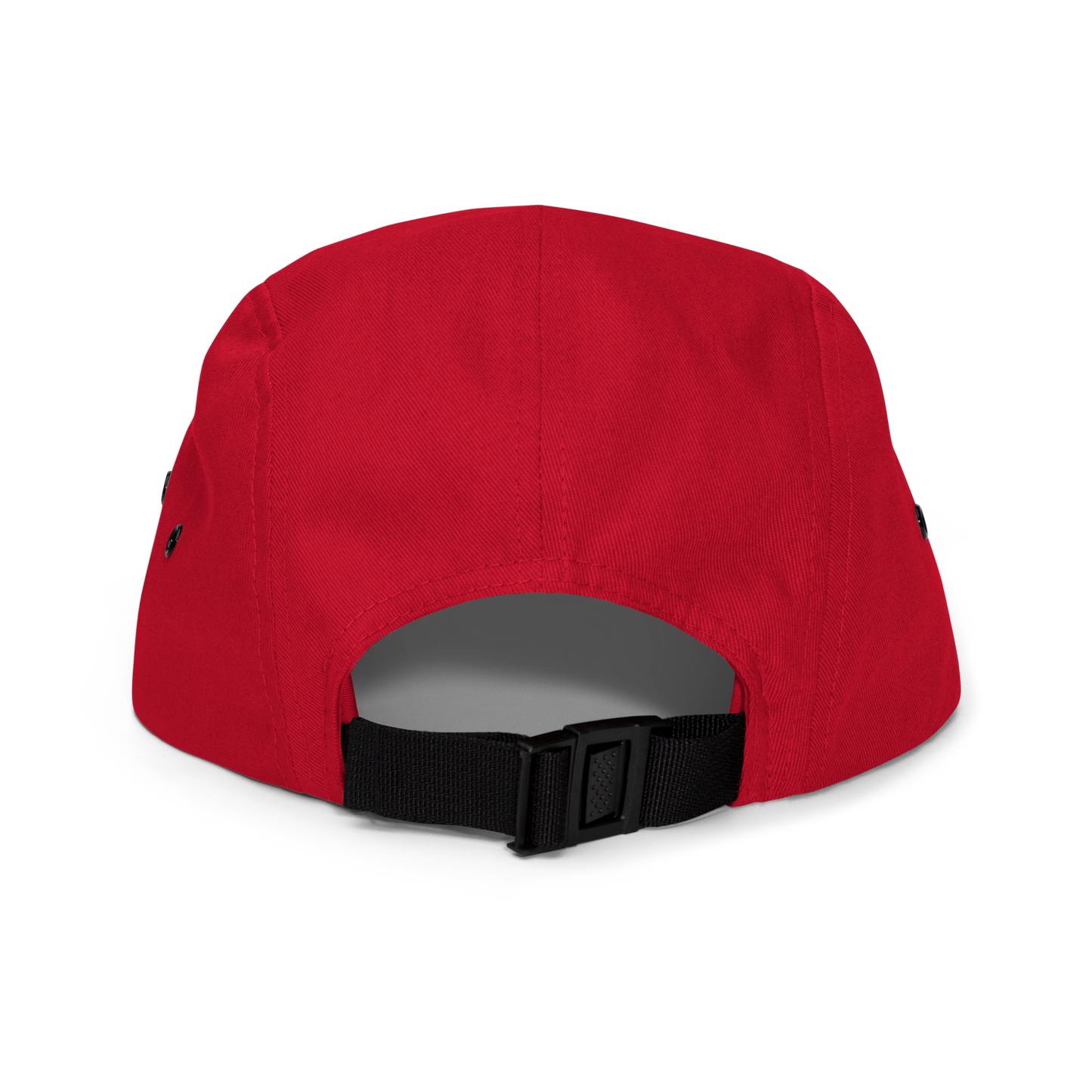 Red cap with a black strap on a white background - red