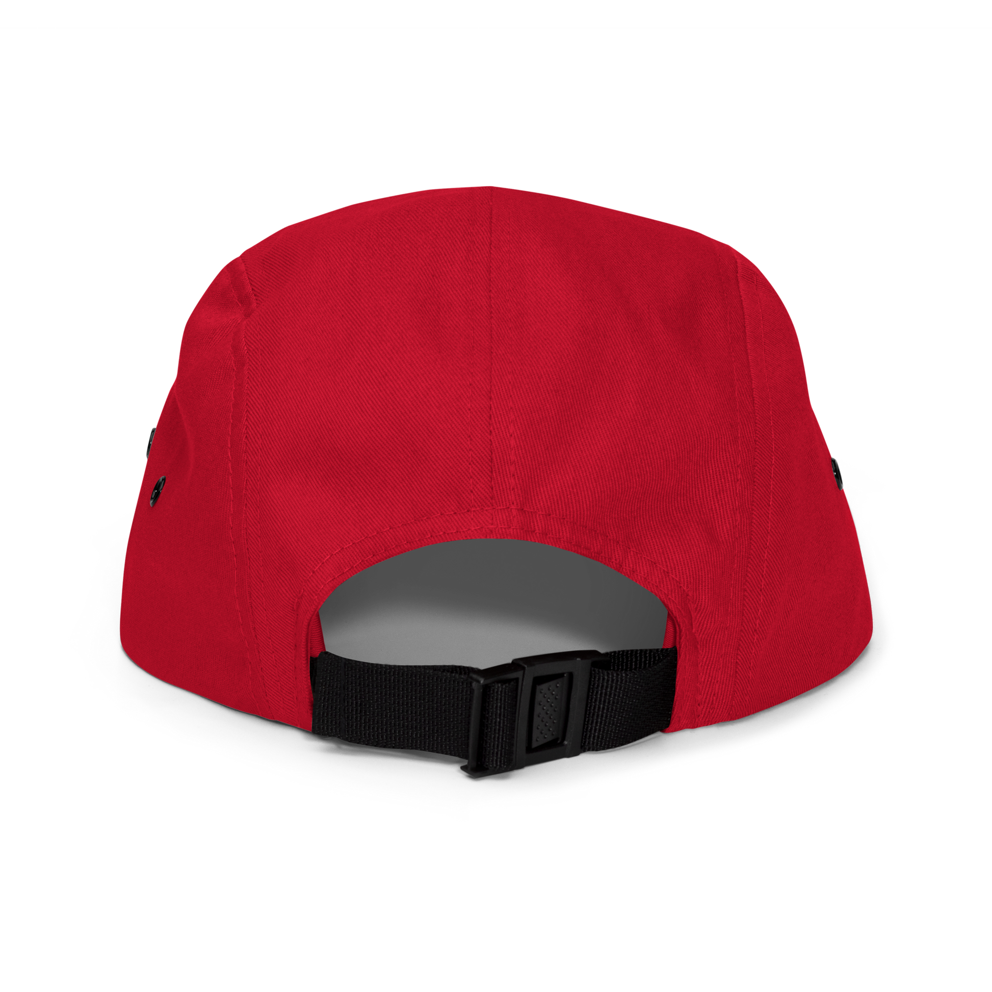 Red cap with a black strap on a white background - red