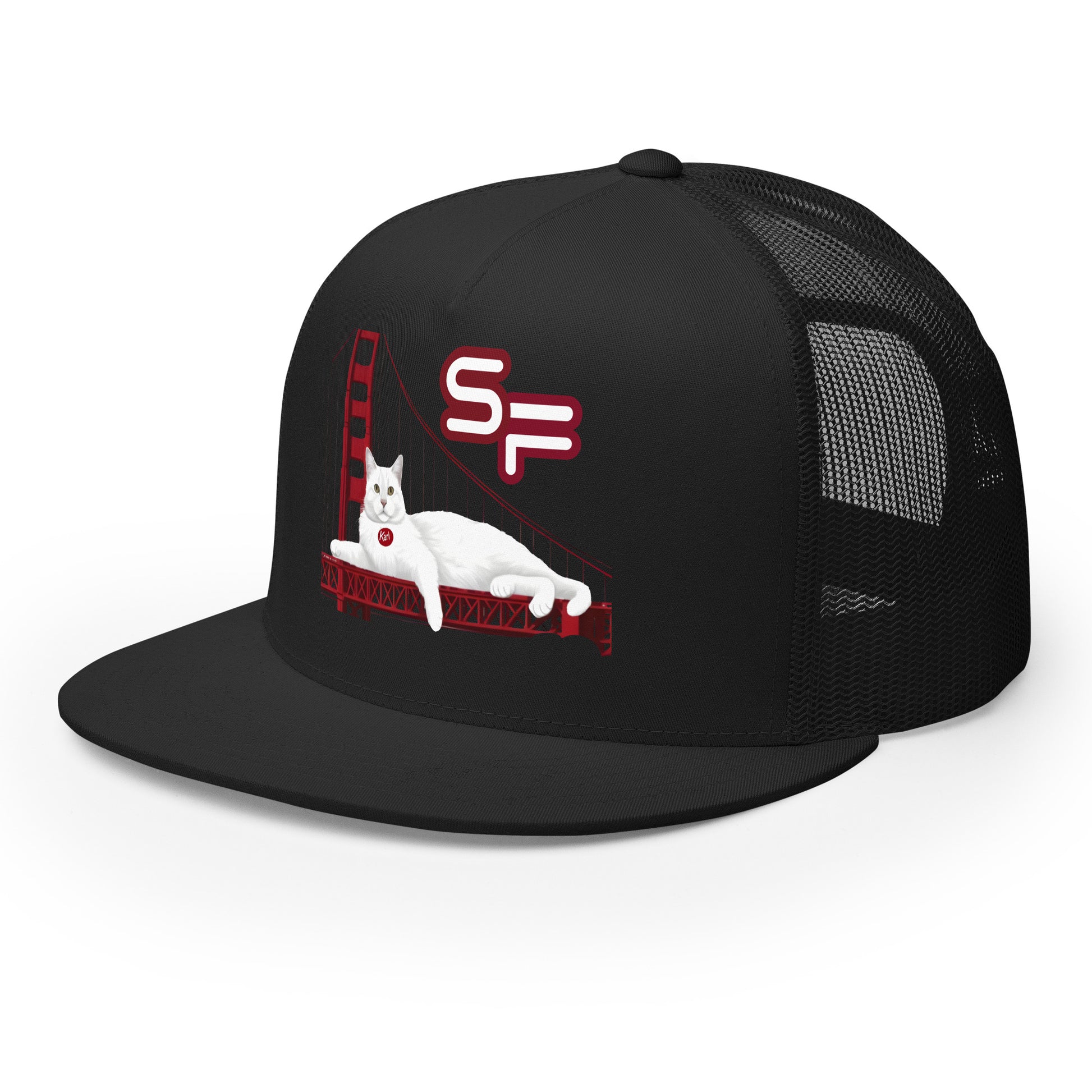 Karl The Fog Trucker Hat side - black