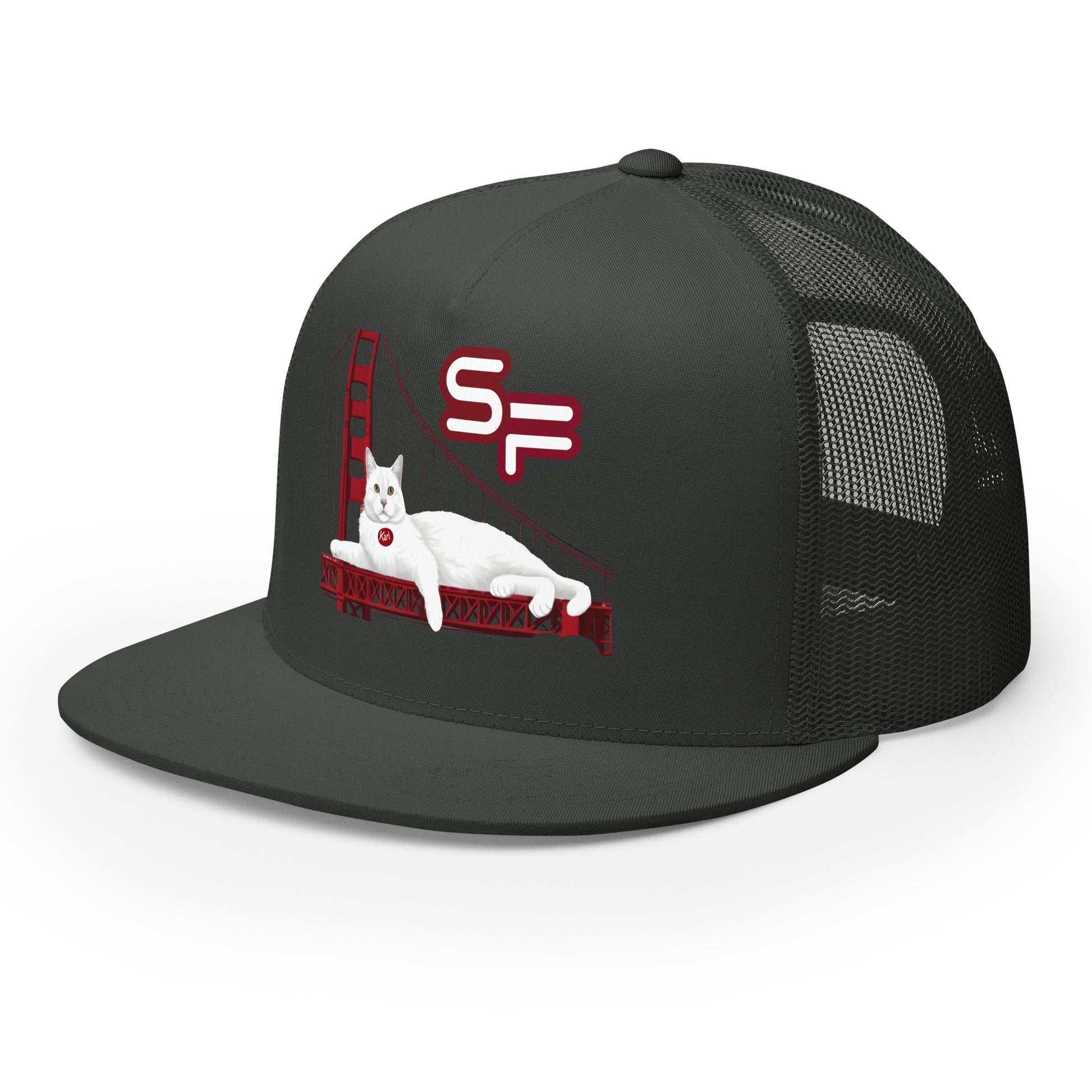 Karl The Fog Trucker Hat side - charcoal