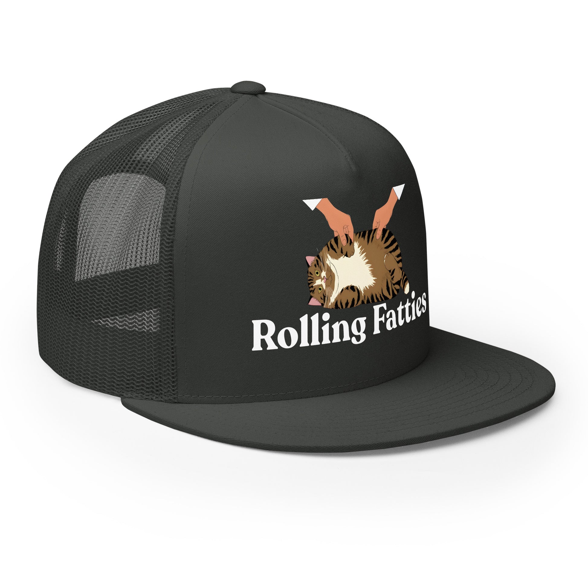 Rolling Fatties trucker hat side - charcoal