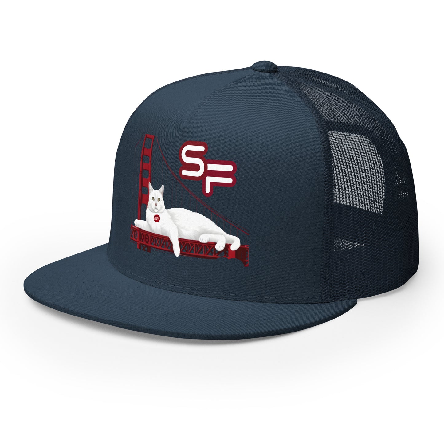 Karl The Fog Trucker Hat side - navy