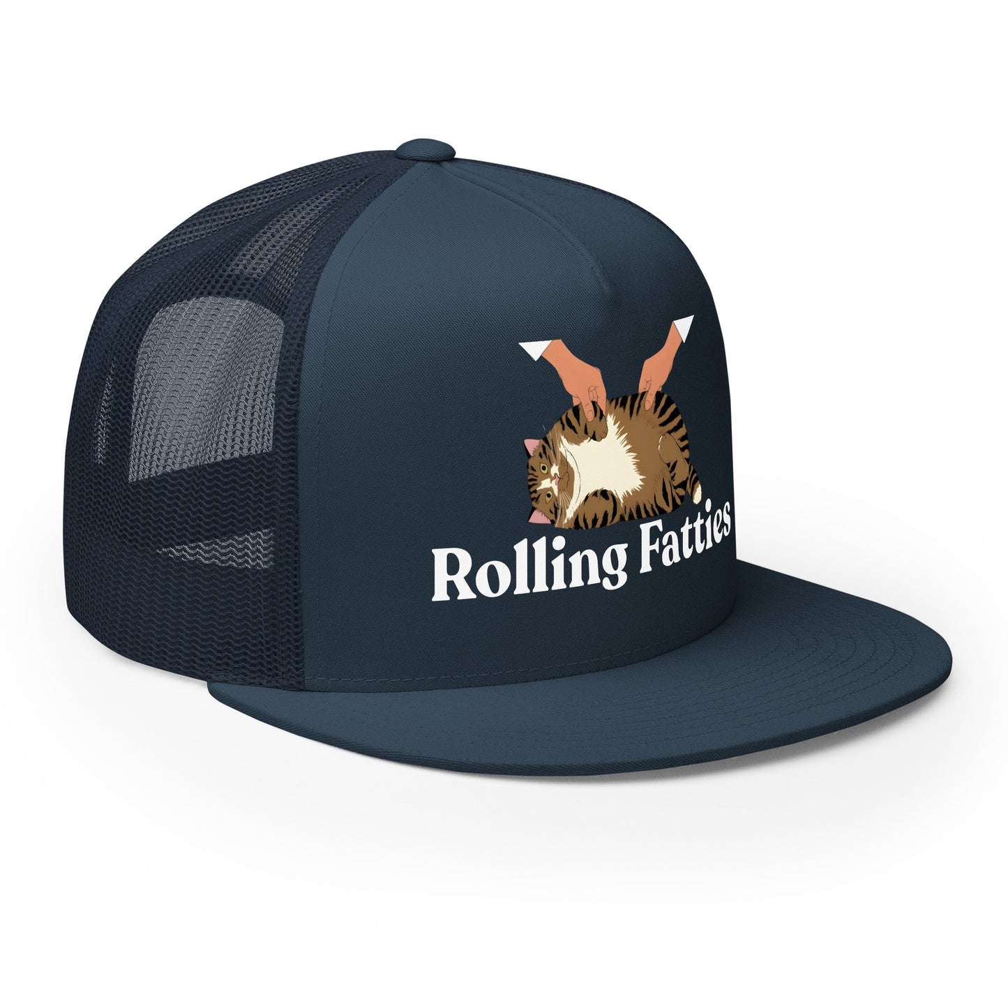 Rolling Fatties trucker hat side - navy