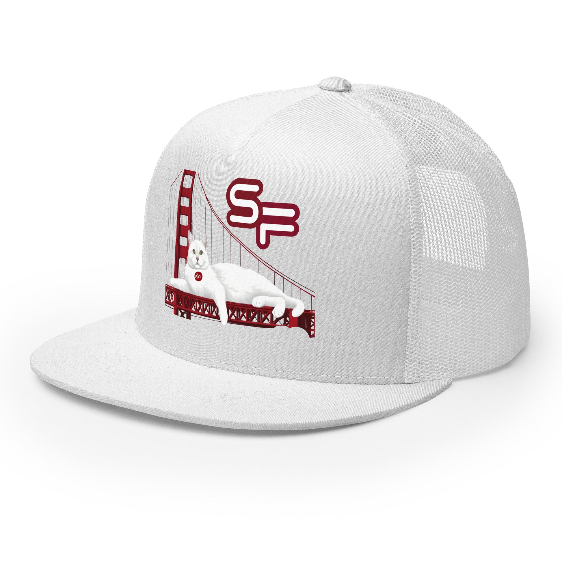 Karl The Fog Trucker Hat side - white
