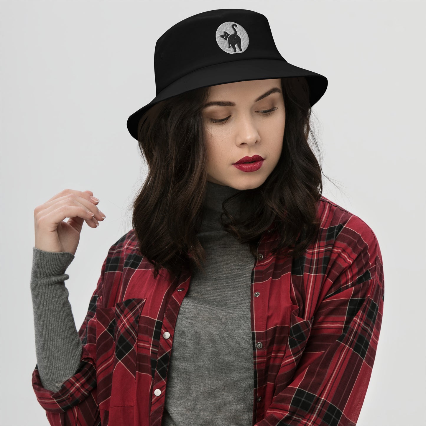 Cat Butt Bucket Hat Womens - black