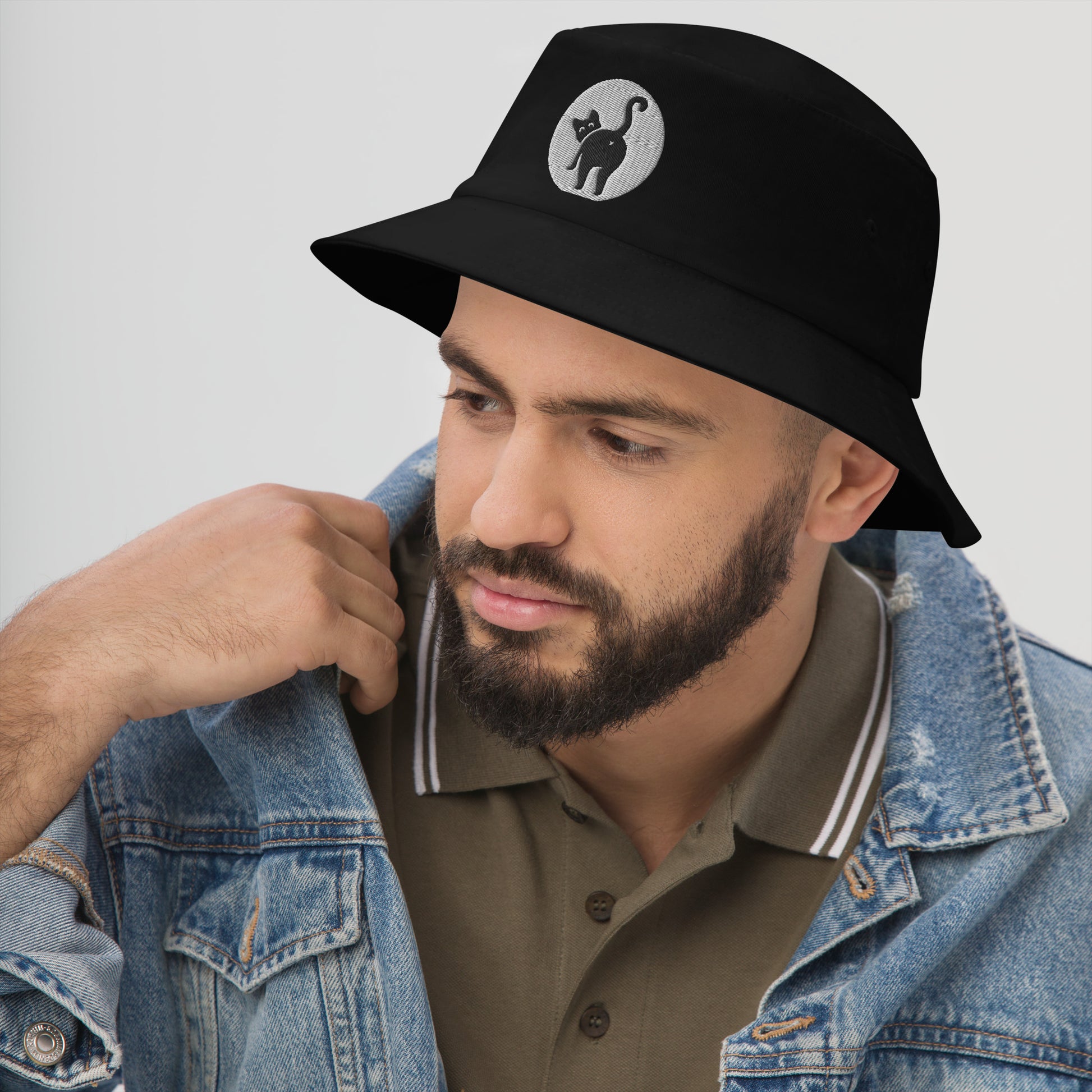 Cat Butt Bucket Hat Mens - black
