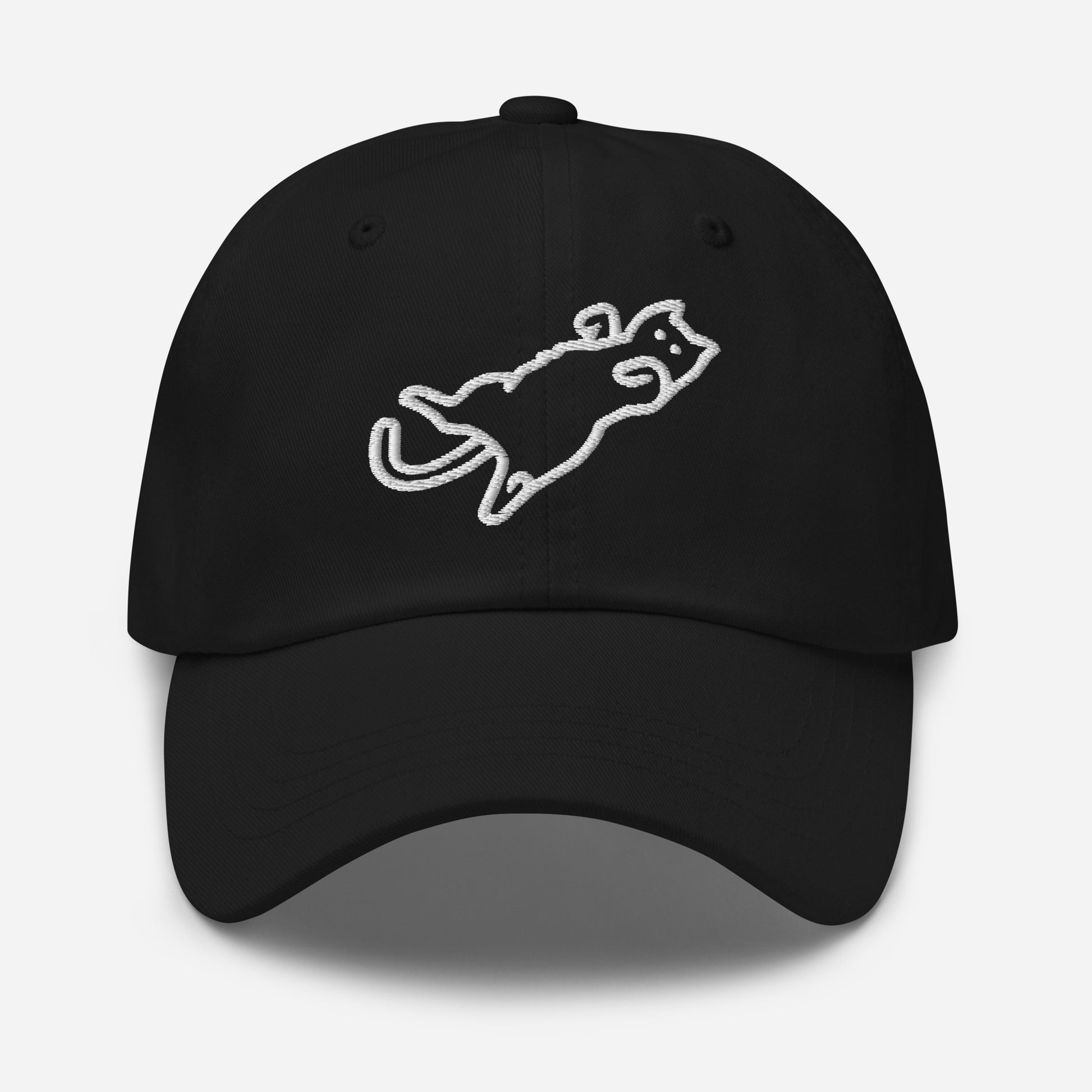 Cat on back dad hat - black