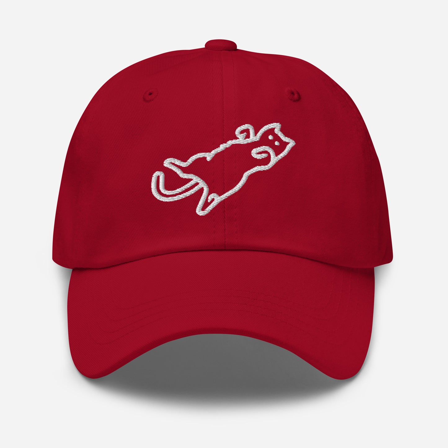 Cat on back dad hat - cranberry