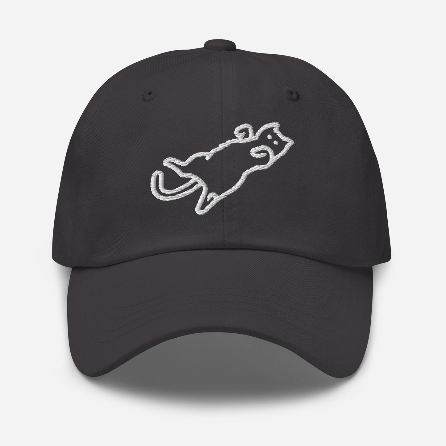 Cat on back dad hat - dark grey