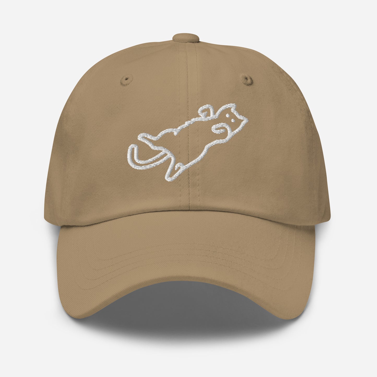 Cat on back dad hat - khaki