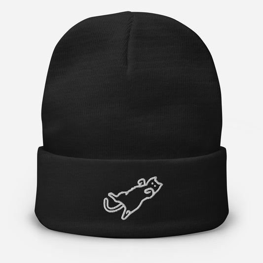 Cat On Back Beanie - black
