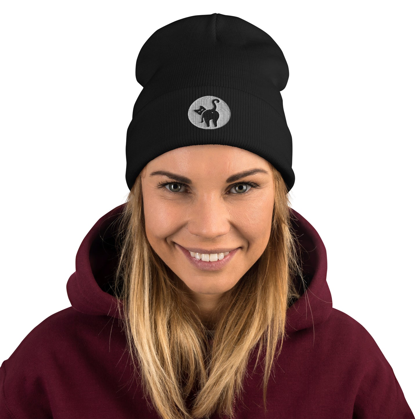Girl in Cat But Beanie - black