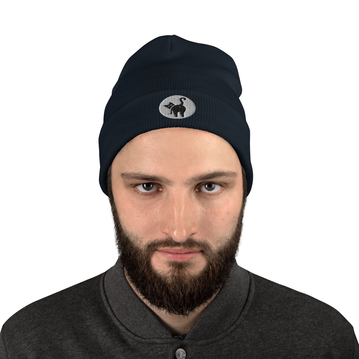 Guy in cat butt beanie - navy