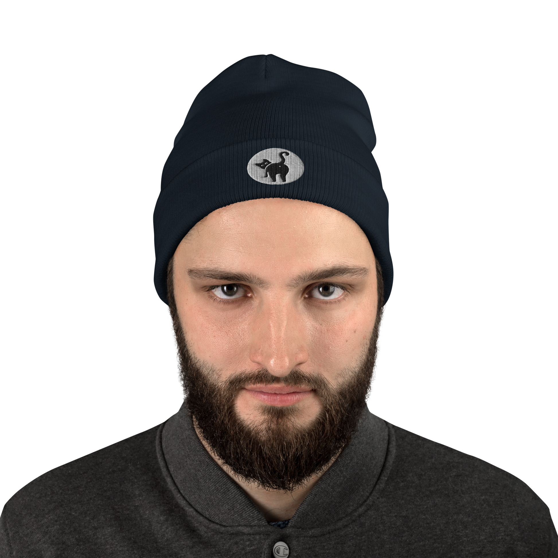 Guy in cat butt beanie - navy