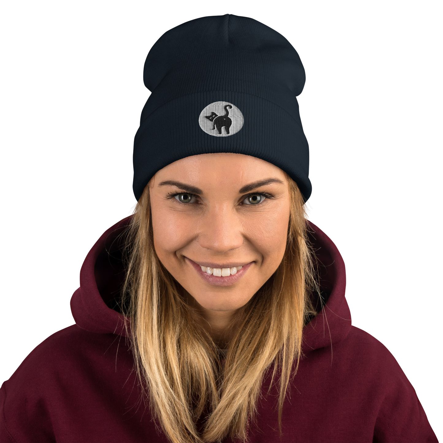 Girl in Cat But Beanie - navy
