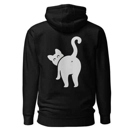Cat Butt Hoodie Back - black
