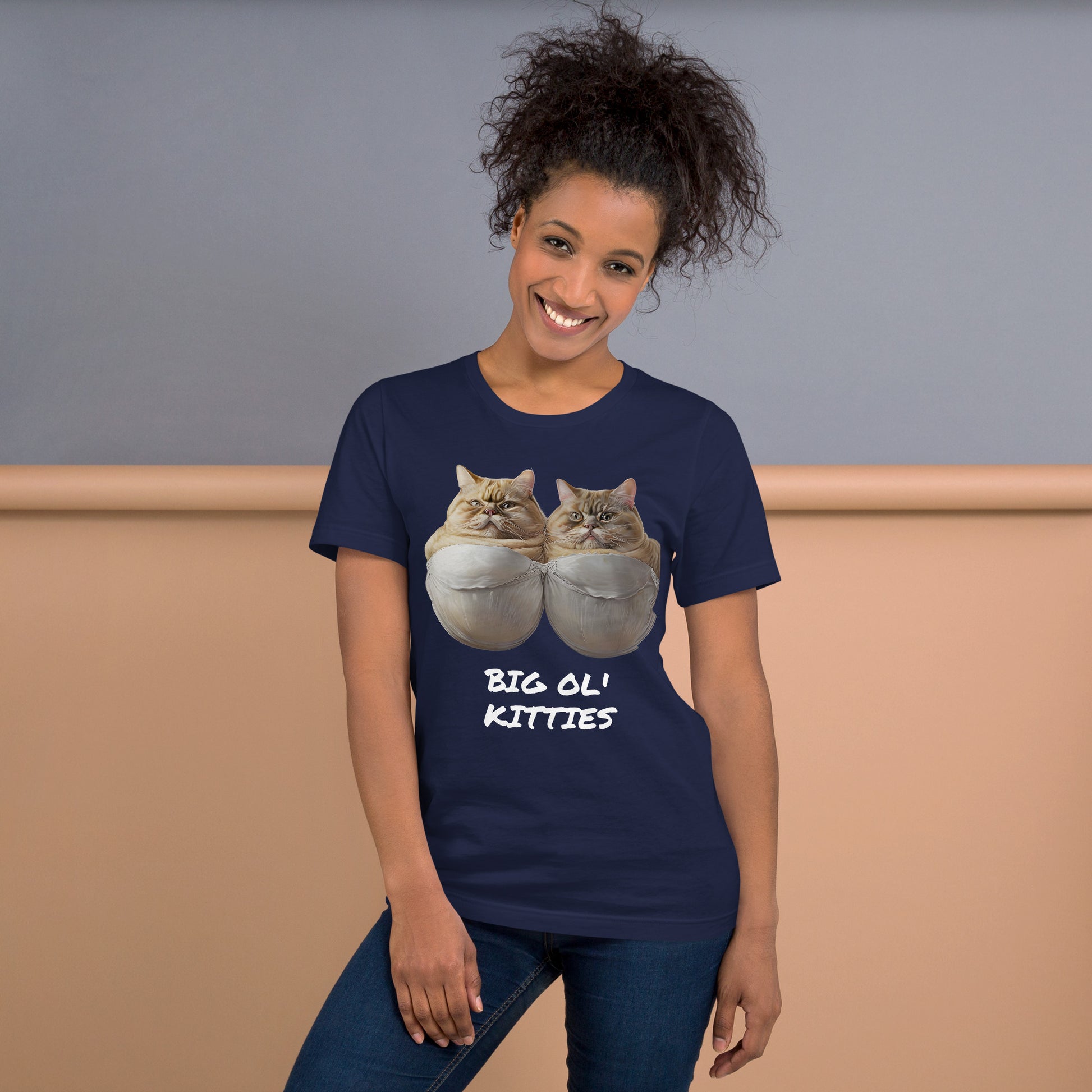 Big Ol Kitties shirt front - navy